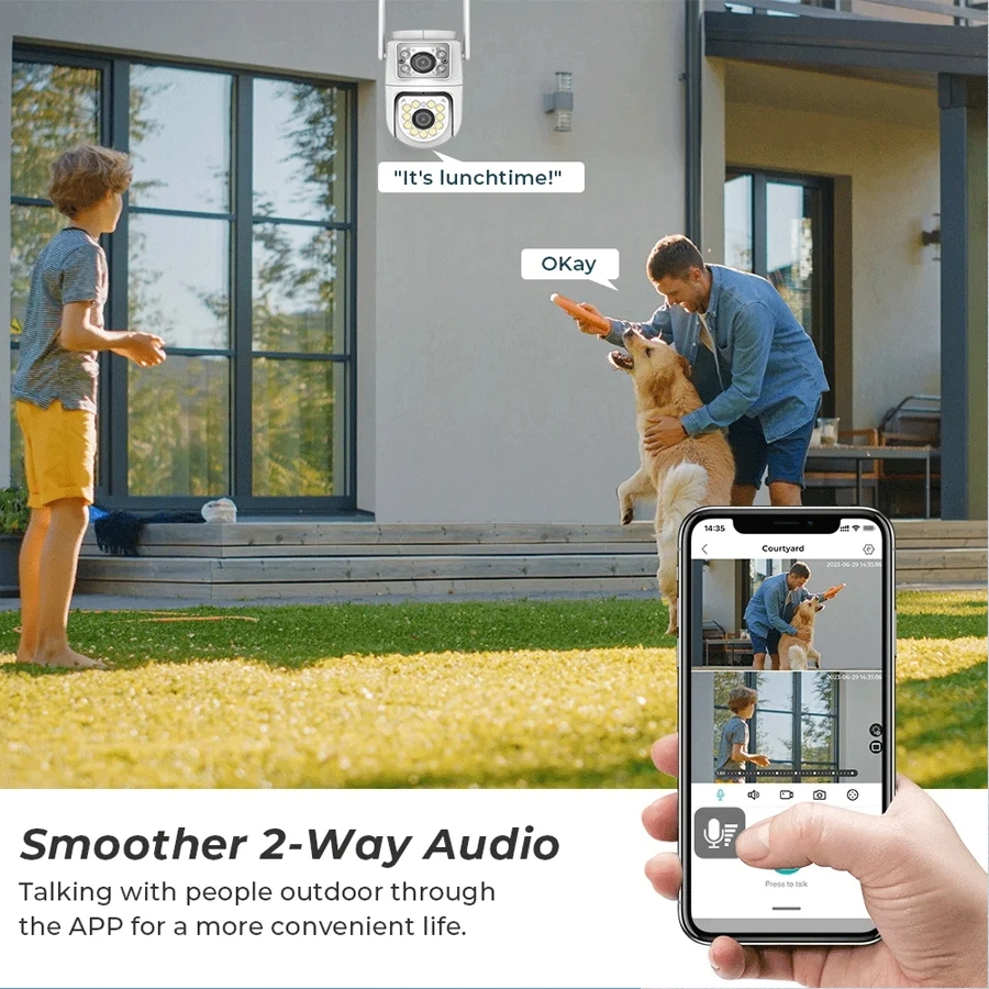 4mp Tuya Dual เลนส์ IP WiFi PTZ กล้อง Dual WiFi Bands กลางแจ้งการติดตามอัตโนมัติ 12V กล้องวงจรปิดความปลอดภัยกล้อง - รูปที่ 3