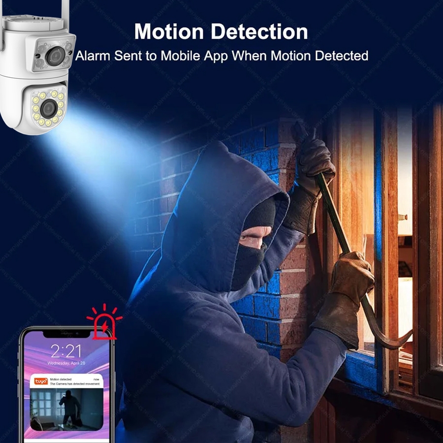4mp Tuya Dual เลนส์ IP WiFi PTZ กล้อง Dual WiFi Bands กลางแจ้งการติดตามอัตโนมัติ 12V กล้องวงจรปิดความปลอดภัยกล้อง - รูปที่ 4