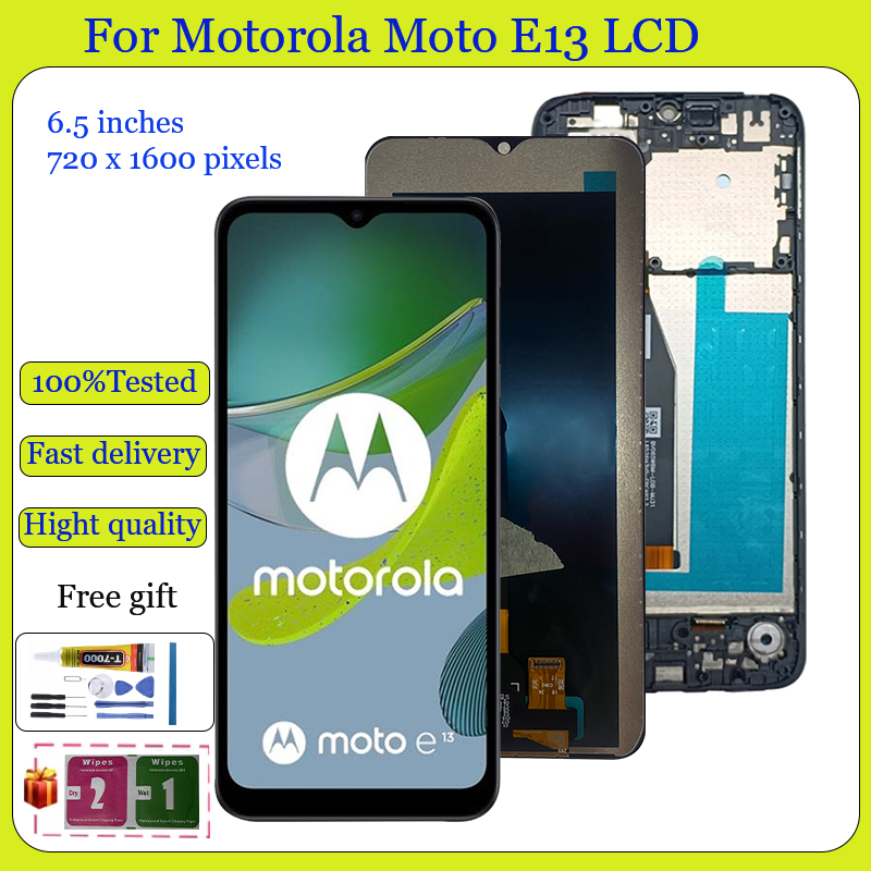 Original สําหรับ Motorola Moto E13 จอแสดงผล LCD หน้าจอสัมผัสพร้อมการเปลี่ยนกรอบ