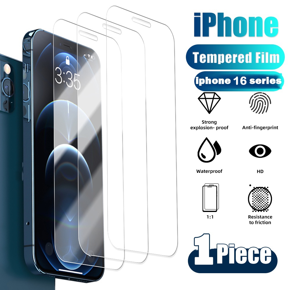 ฟิล์มป้องกันหน้าจอโปร่งใส สําหรับ iPhone 11 16 15 14 13 12 Pro Max 7 Plus กระจกนิรภัยฟิล์มคลุมทั้งหมด 2024 ใหม่กระจกป้องกัน