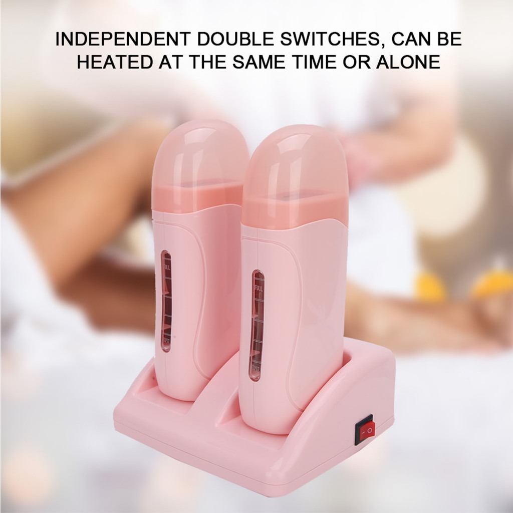 เครื่องอุ่นแว็กซ์แท่ง 2หัว สีชมพู พร้อมฐาน สำหรับอุ่นแว๊กซ์กำจัดขนแบบแท่ง Strip wax KODAIRA