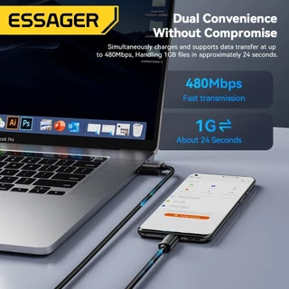 Essager 2A USB-A ถึง Micro Fast สายชาร์จข้อมูล 1M/2M/3M สําหรับโทรศัพท์ android