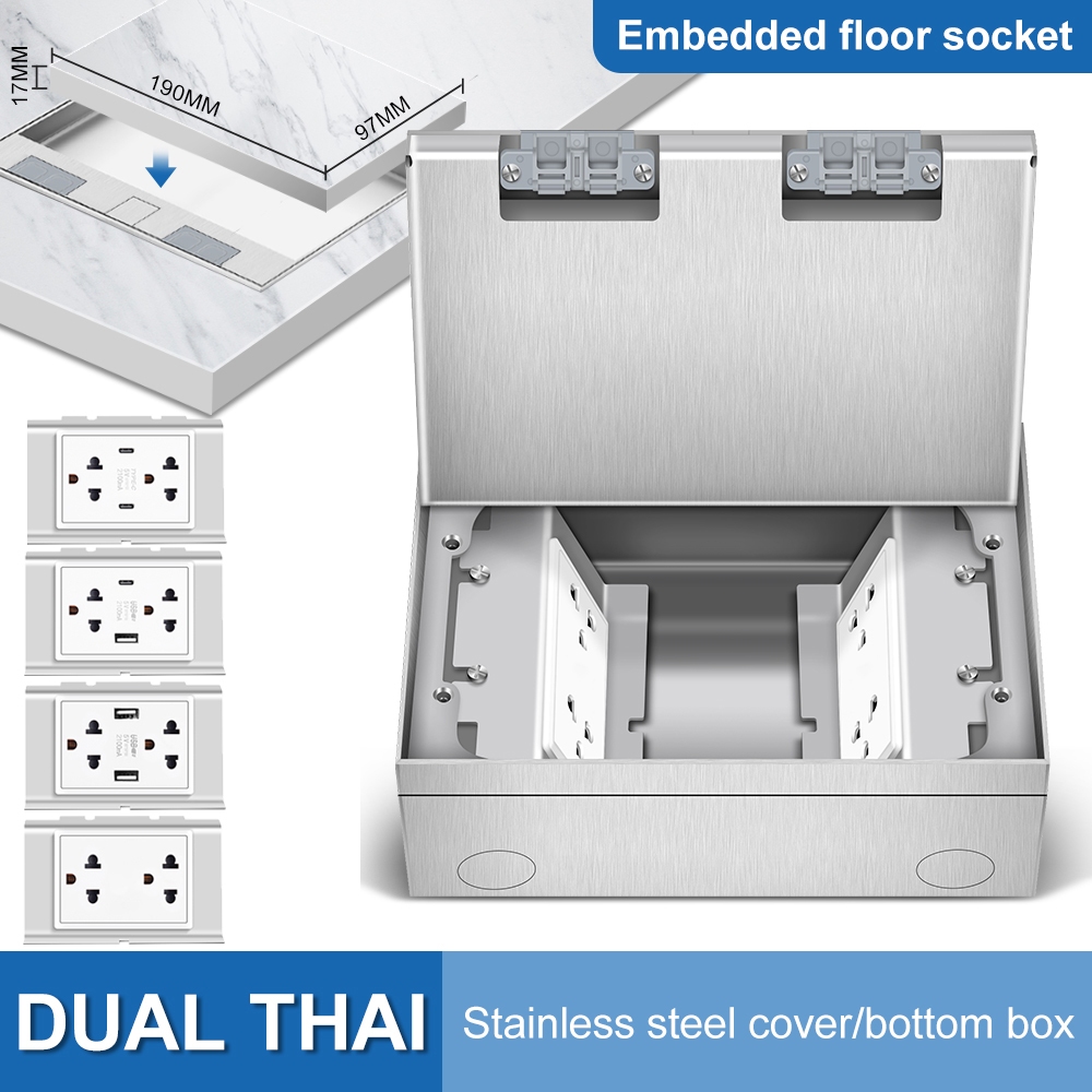 VISWE เต้ารับ เต้ารับ usb ปลั๊กไฟ type c ปลั๊กไฟ 3 ขา，200*130mm รุ่นฝัง