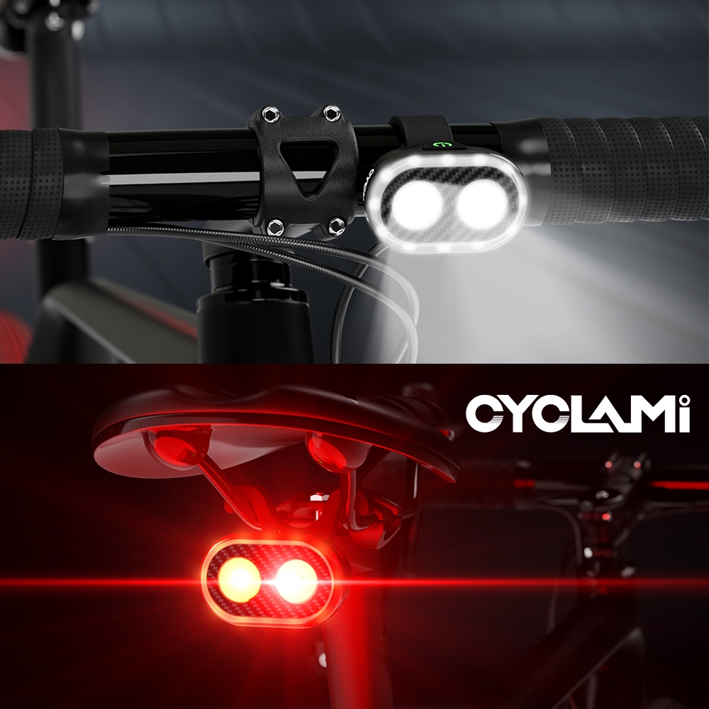 Cyclami ขี่จักรยานจักรยานด้านหน้าด้านหลังชุดจักรยาน USB ชาร์จไฟหน้า MTB กันน้ําไฟท้าย LED โคมไฟจักรยานอะไหล่ CY300T