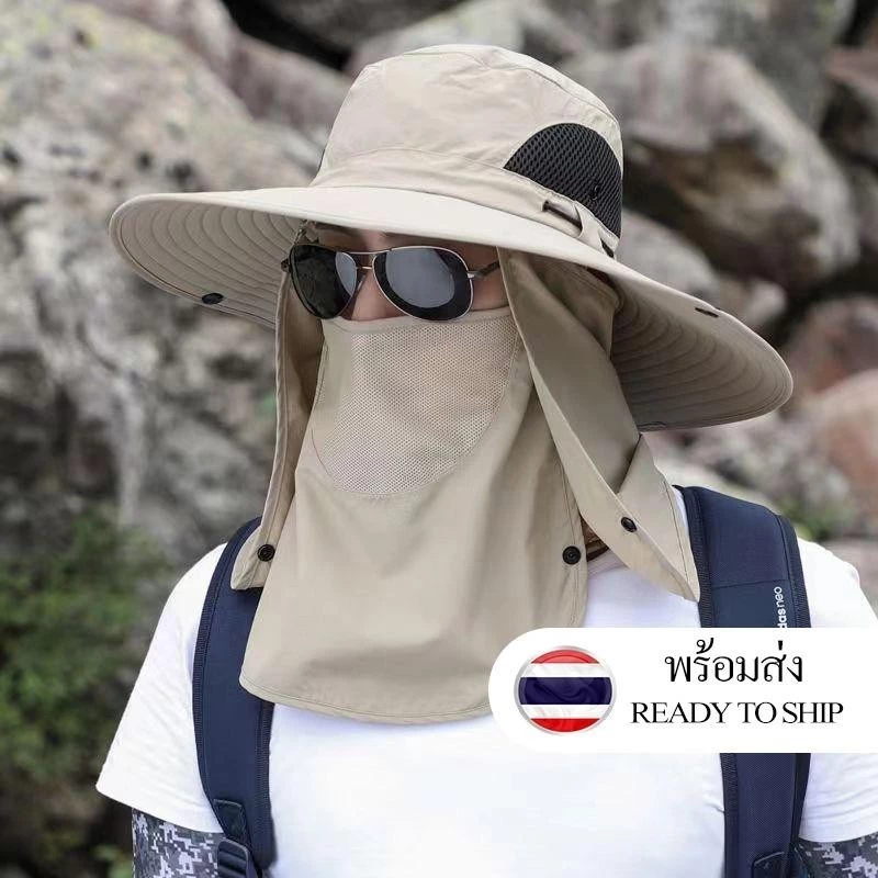 หมวกเดินป่า หมวกกันแดด ยูวี ปีกใหญ่ ถอดออกได้ ปีนเขา และงานกลางแจ้ง - รูปที่ 1