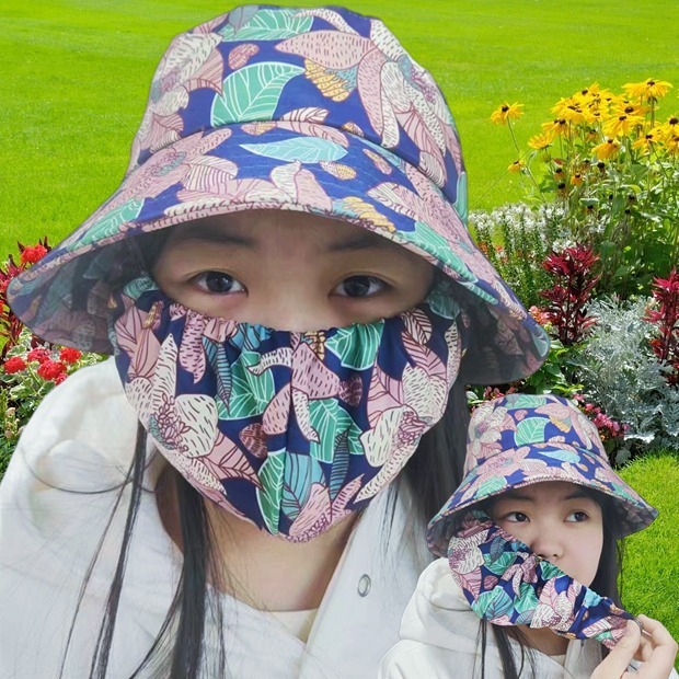 หมวกกันแดด หมวกกันแดดกัน uv หมวกกันแดดคลุมหน้า กันลมและแห้งเร็ว หน้ากากที่ถอดออกได้