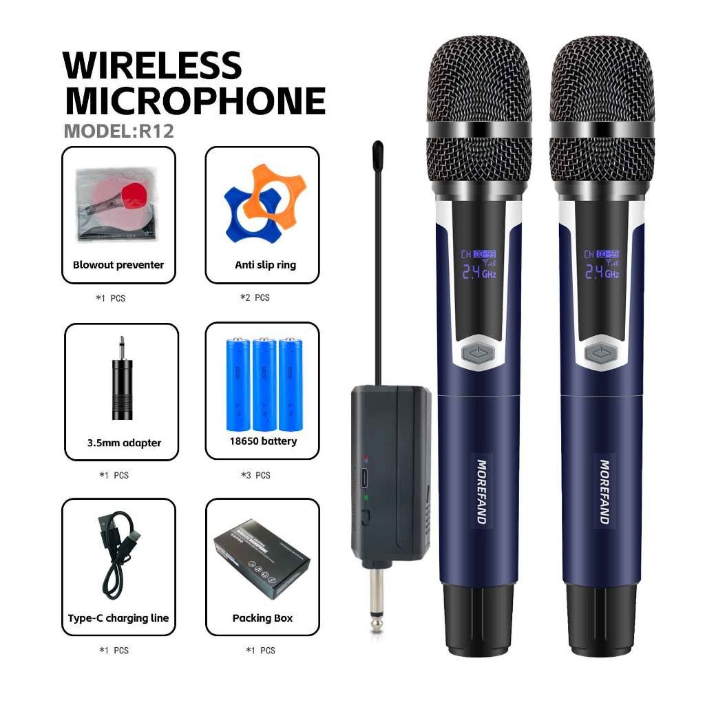 R12 BLUE ไมโครโฟนเป็นไมโครโฟนไร้สายไมโครโฟนมืออาชีพ a ไมโครโฟนไร้สาย UHF แบบมือถือ