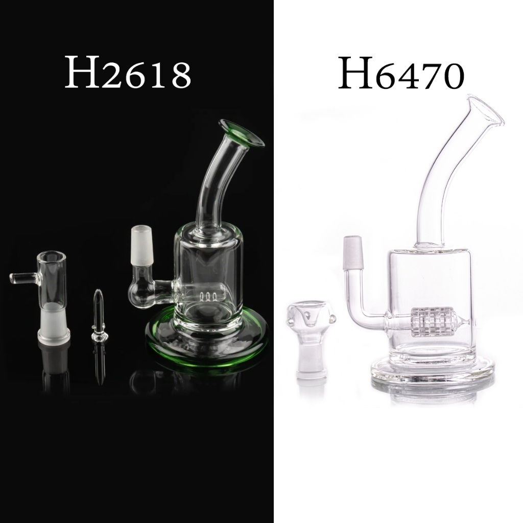 14 มม.ชาย Joint แก้ว Bong Dab Rig ท่อน้ํา Pyrex หนารีไซเคิลเตาน้ํามัน H2618/H6470