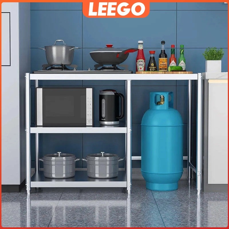 Leego รับน้ำหนักได้กว่า 200KG โต๊ะวางเตาแก๊ส ชั้นวางเตาแก๊ส ชั้นวางของ 3ชั้น ประหยัดพื้นที่ ทำความสะอาดง่าย