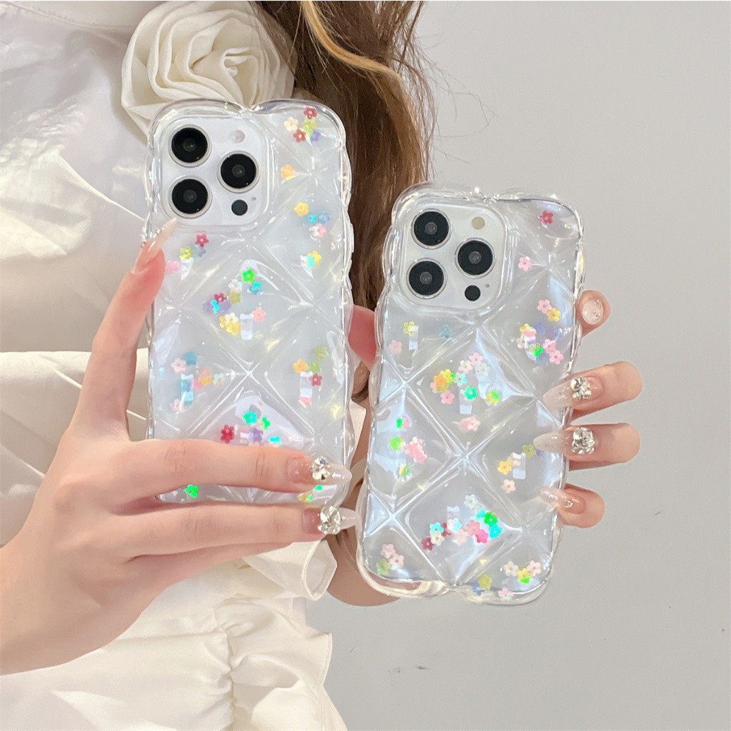 เคส iPhone ดอกไม้โปร่งใสสําหรับ iPhone 16 ProMax 15 ProMax Plus 13 12 11 14 ProMax XSMax Case