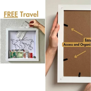 กล่องตั๋ว กล่องเงาตั๋ว เมมโมรี่การ์ด พร้อมช่องใส่ DIY กล่องเก็บภาพ/บัตรเข้าชมแบบตรายางกรอบรูปความทรงจำ