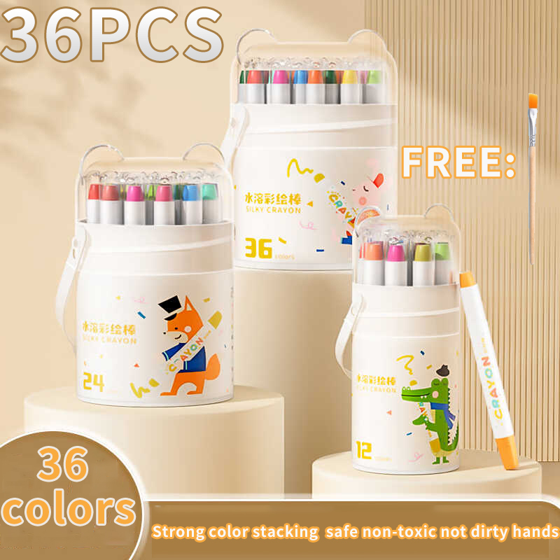 12/24/36 สีดินสอสีภาพวาดแปรงพลาสติกล้างทําความสะอาดได้ปลอดภัยและปลอดสารพิษไม่สกปรกมือวาดผู้จัดจําหน่