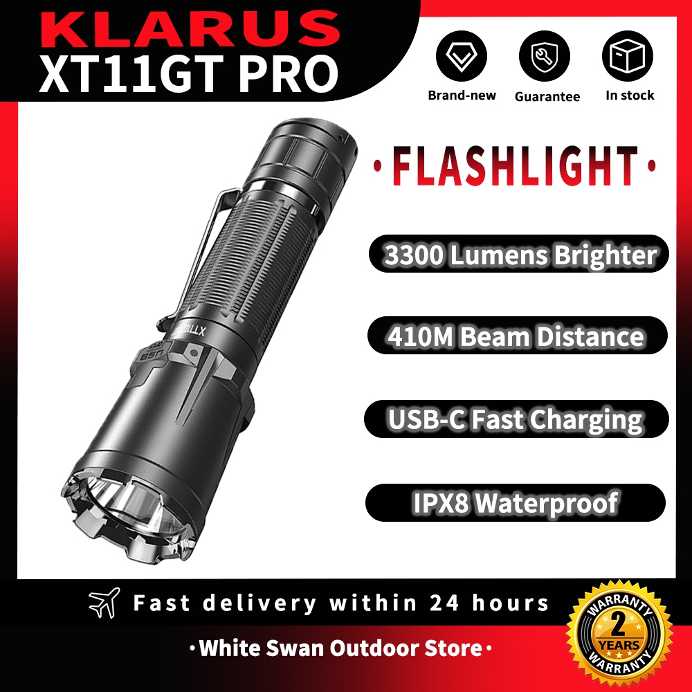 Klarus XT11GT Pro ไฟฉาย V2.0 ชาร์จยุทธวิธี SST-70 3300LM ไฟฉาย 18650 แบตเตอรี่สําหรับ Camping Self-d