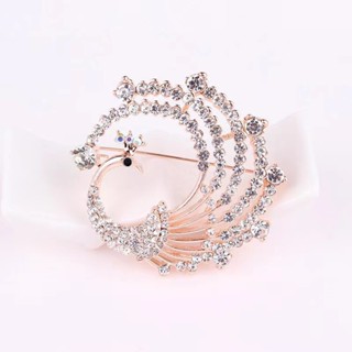 เต็มเพชรนกยูงเข็มกลัดที่เรียบง่าย พลอยเทียม พินนกยูงเข็มกลัด…