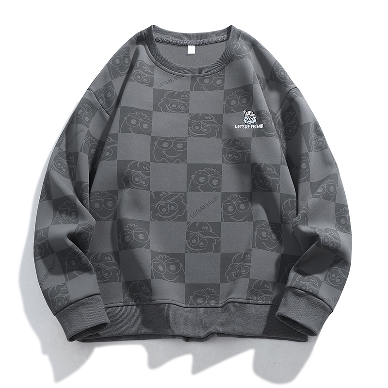 เสื้อยืดแขนยาวขนาดใหญ่หลวมสบายๆผู้ชายฤดูใบไม้ผลิฤดูใบไม้ร่วงแฟชั่นเสื้อคอกลม