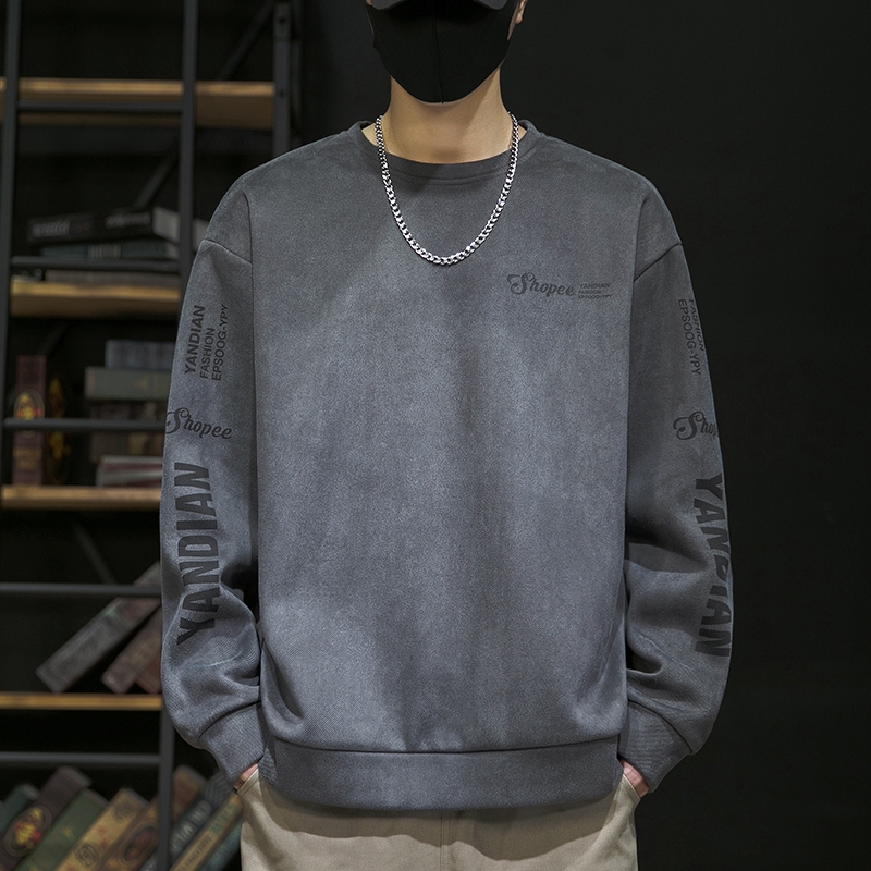 เสื้อสเวตเตอร์ผู้ชายฤดูใบไม้ผลิฤดูใบไม้ร่วง Casual All-Match Youth เสื้อยืดแขนยาวหล่อรอบ Ne