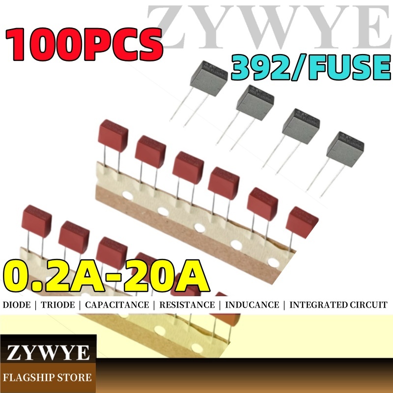100pcs ฟิวส์ 392 ฟิวส์ T2A 250V ฟิวส์สแควร์ฟิวส์ T1A T3A 3.15A 5A 500MA ฟิวส์