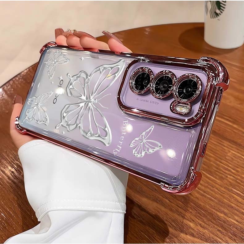 เคสOPPO Reno 15 Pro 15F Reno 14 Pro 14F 13 11 10 Pro 12 Pro Reno14Pro 14F 11F 12F 8Z 7Z 5Gเคสโทรศัพท์ Clear Luxury Aesthetic กันกระแทกหนา Air Cushion Anti-Fall