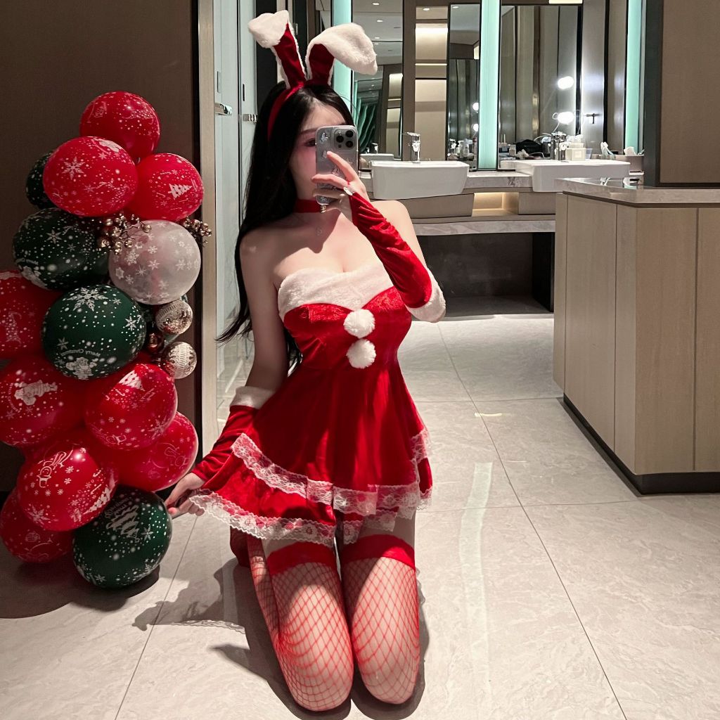 ชุดเซ็กซี่ คอสเพลย์กระต่ายสาว เปิดหลัง คอวีลึก เดรสสั้น ชุดนอนเซ็กซี่