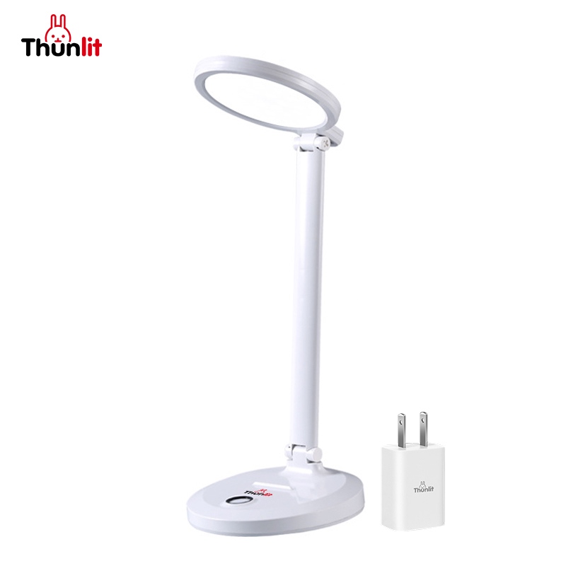Thunlit โคมไฟตั้งโต๊ะ LED สว่าง 4000mAh ชาร์จไฟได้ 9W หรี่แสงได้ โคมไฟอ่านหนังสือถนอมสายตาสำหรับนักเรียน