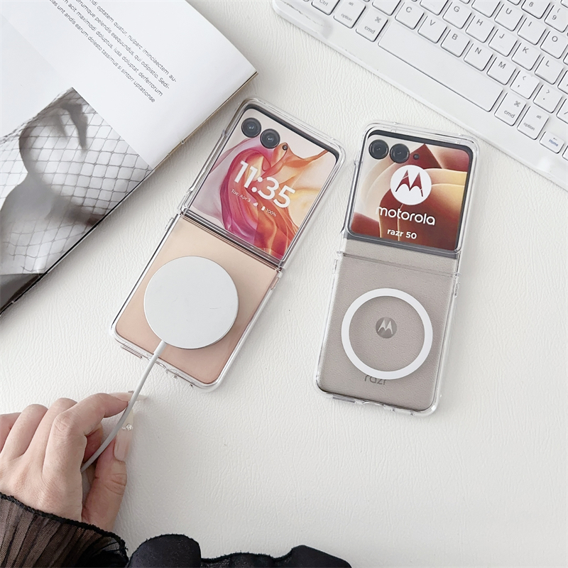 Hd-clear Hard Magnetic Case สําหรับ Motorola RAZR 50 Ultra Casing Ultra thin Transparent PC ฝาหลัง