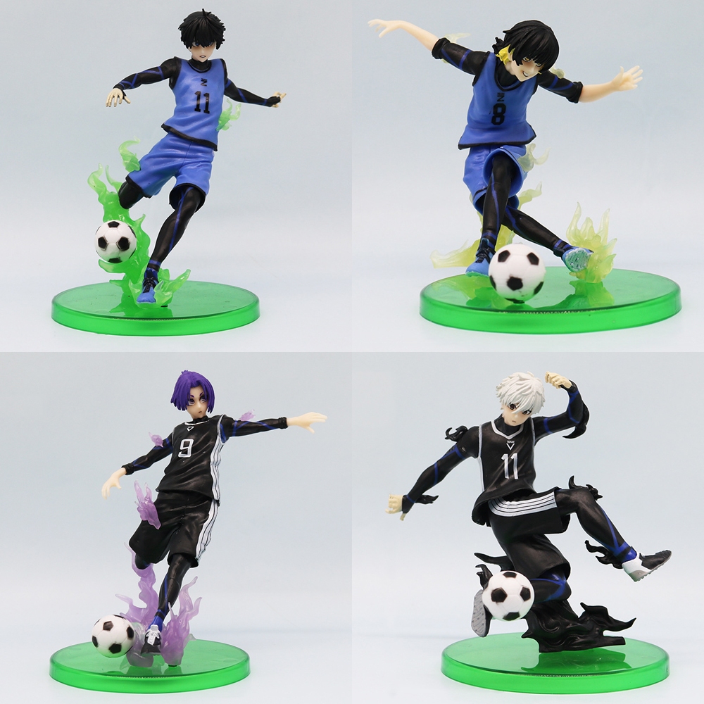 1 ชิ้นอะนิเมะสีฟ้าล็อครูป Bachira Meguru Isagi Yoichi Nagi Seishiro Mikage Reo ฟุตบอลเด็กรูปปั้น PVC ตัวเลขการกระทําตุ๊กตาของเล่น