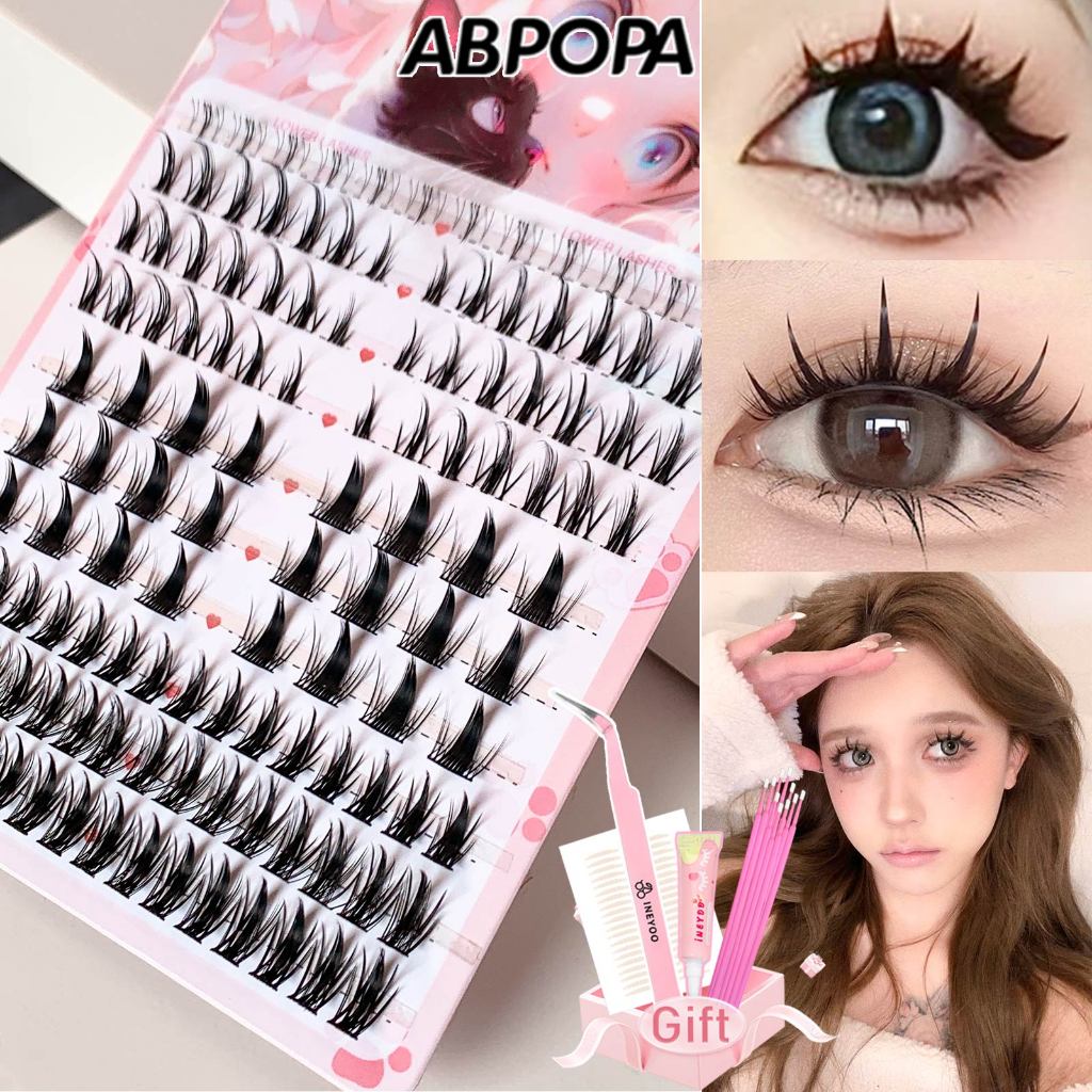 Ineyoo C Curl Eyelashes ธรรมชาติโค้งหนาสมจริงธรรมชาตินํากลับมาใช้ใหม่คุณภาพสูง 128 ชิ้น