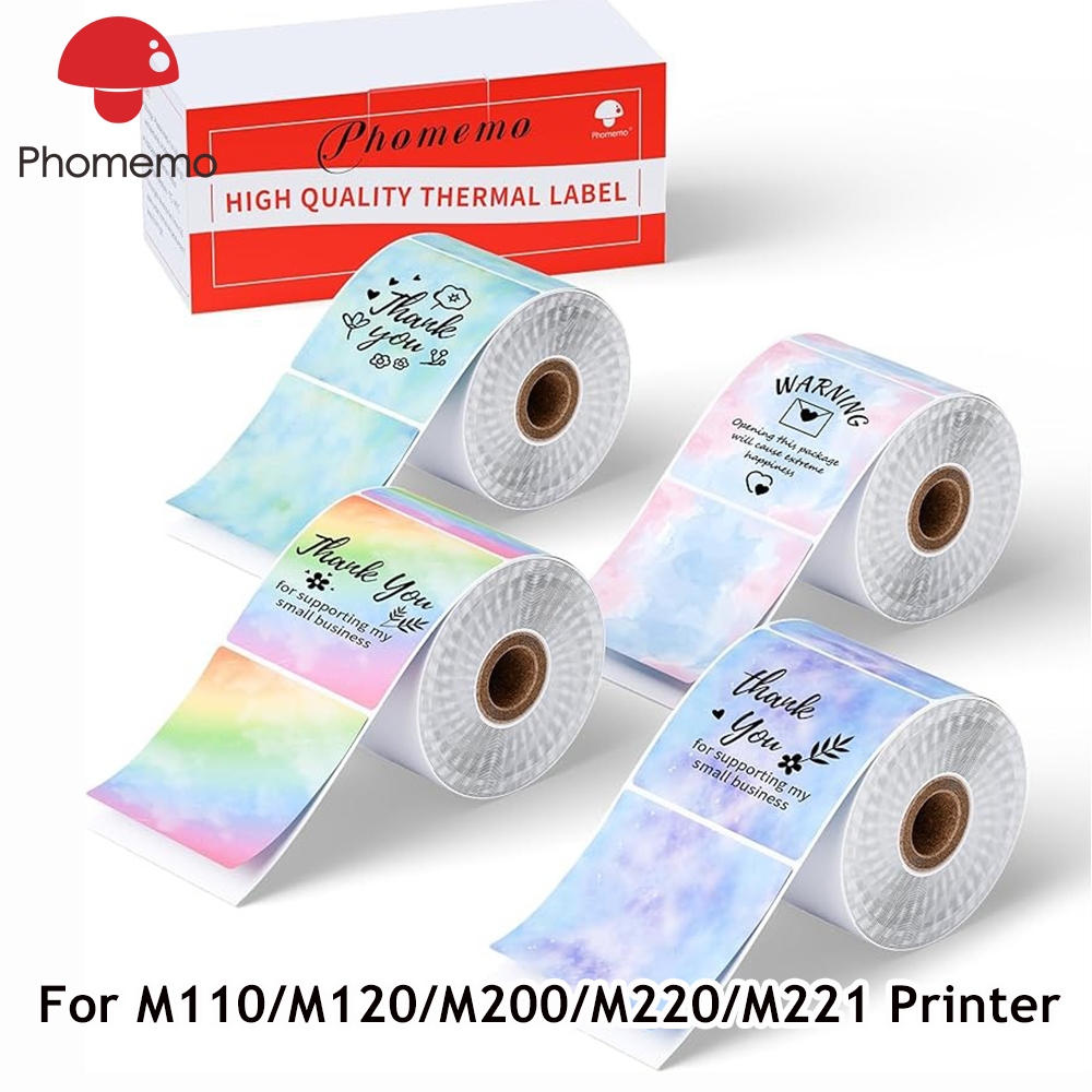 Phomemo สติกเกอร์ฉลากความร้อนแบบเกรเดียนต์ สำหรับเครื่องพิมพ์  M100/M110/M120/M200/M220/M221(4 ม้วน)