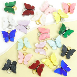 10 ชิ้น Vibrant หลากสี อะคริลิคผีเสื้อ Charms DIY ฤดูใบไม้ผล…