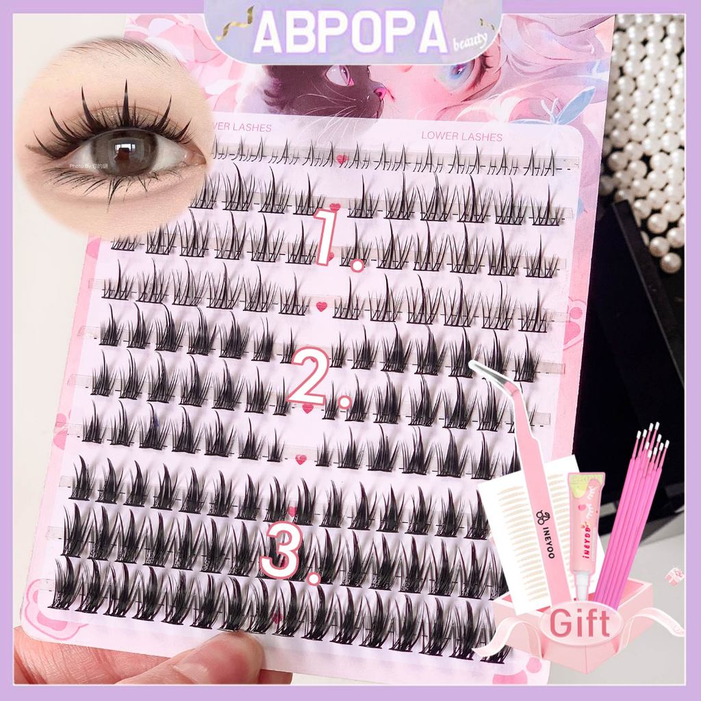 Abpopa Ineyoo 152PCS C Curl Eyelashes ขนตาสําหรับตุ๊กตาผสมแพ็ค Girlish Segmented