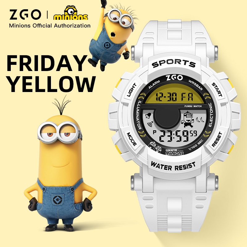 ZGO x Minions นาฬิกา ผู้ชาย นักเรียน กีฬา กันน้ำ นาฬิกา อิเล็กทรอนิกส์ รุ่น ดีไซน์ เท่ ทนทาน ใช้งาน ได้ ทุกวัน 890