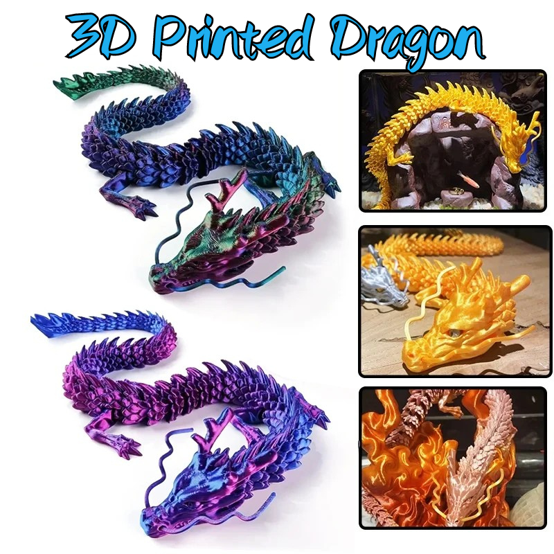 3d การพิมพ์เครื่องประดับมังกรภูมิทัศน์หัตถกรรม Joint Movable Creative Hand-Made มังกรจีนของขวัญของเล่นของขวัญวันเกิด