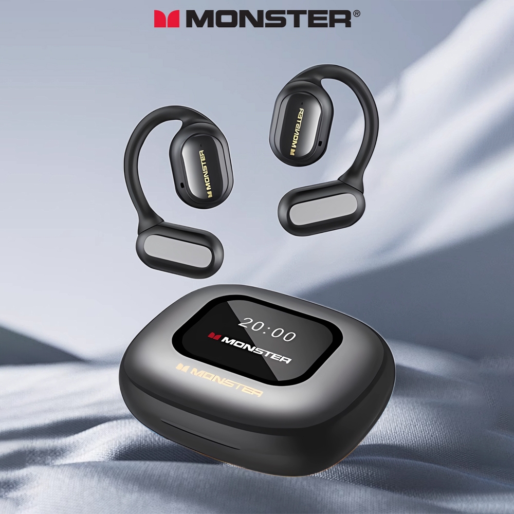 Monster E59 OWS Bluetooth 5.4 หูฟังบลูทูธ รองรับการเล่นการ์ด TF เอฟเฟกต์เสียง EQ ต่างๆ การลดเสียงรบกวน ENC กันน้ำระดับ IPX5 with จอ LCD สัมผัสอัจฉริยะ หูฟังไร้สายอัจฉริยะ
