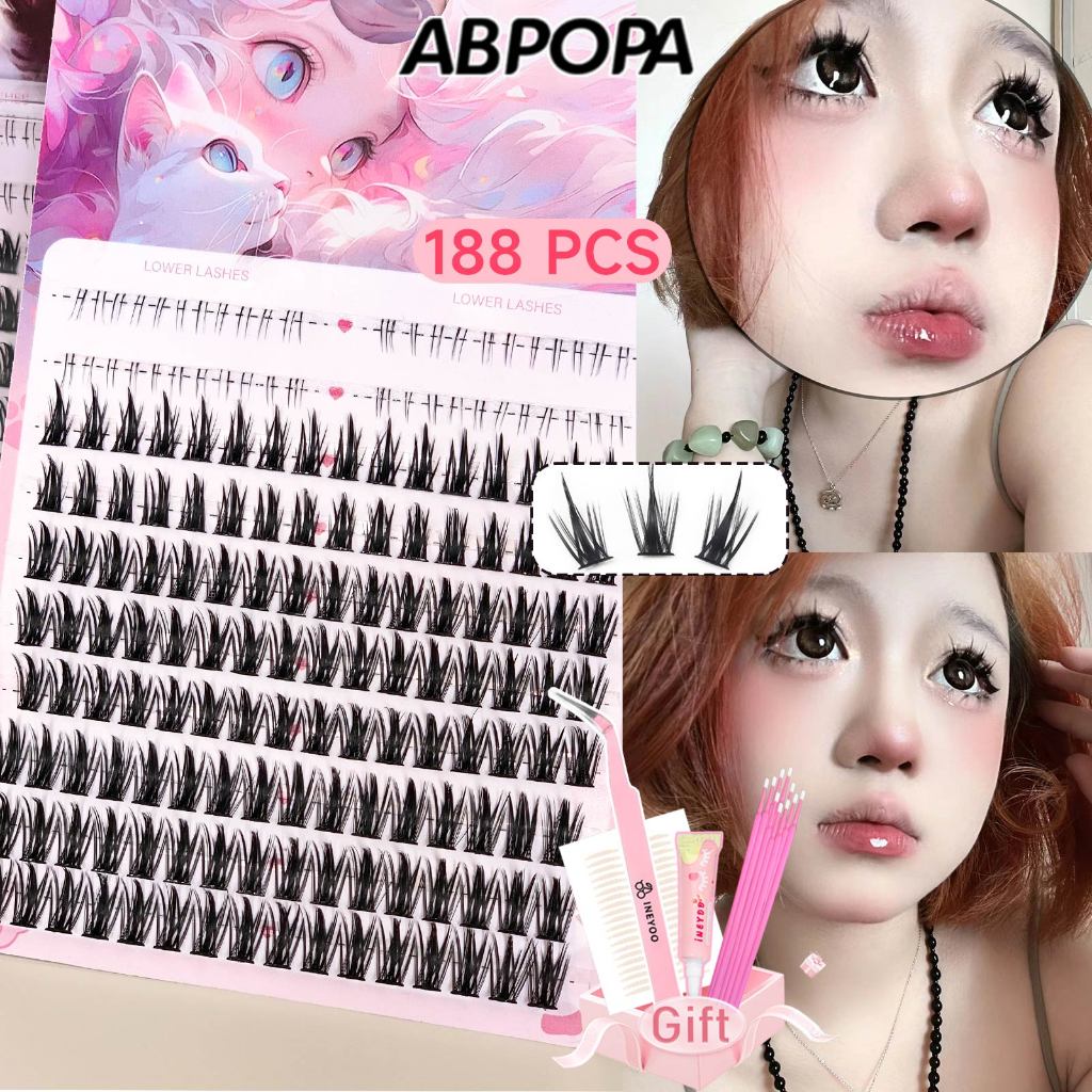Ineyoo C Curl Eyelashes Bushy Messy Style Fishtail นํากลับมาใช้ใหม่ 188 ชิ้น