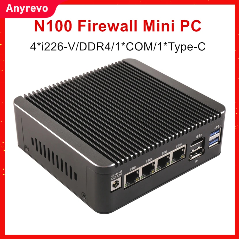 12th Gen Intel N100 2.5G Soft Router 4x i226-V LAN 1*COM RJ45 Fanless Mini PC Firewall คอมพิวเตอร์ T