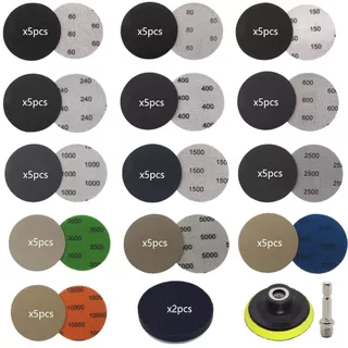 69 ชิ้น 3 นิ้วชุดกระดาษทรายเปียก/แห้ง 60 - 10000 กรวดพร้อม M10 Pad สําหรับไม้โลหะกระจกและเครื่องประดับ