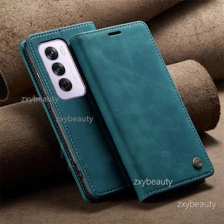Retro กระเป๋าหนังสําหรับ OPPO Reno 12 10 Pro 8T 2024 5G เคสโทรศัพท์หรูหราแม่เหล็กผู้ถือบัตรสําหรับ Reno10 10Pro Reno10Pro Reno8T 4G 12F Reno12 12Pro กระเป๋าสตางค์พลิกกรณี