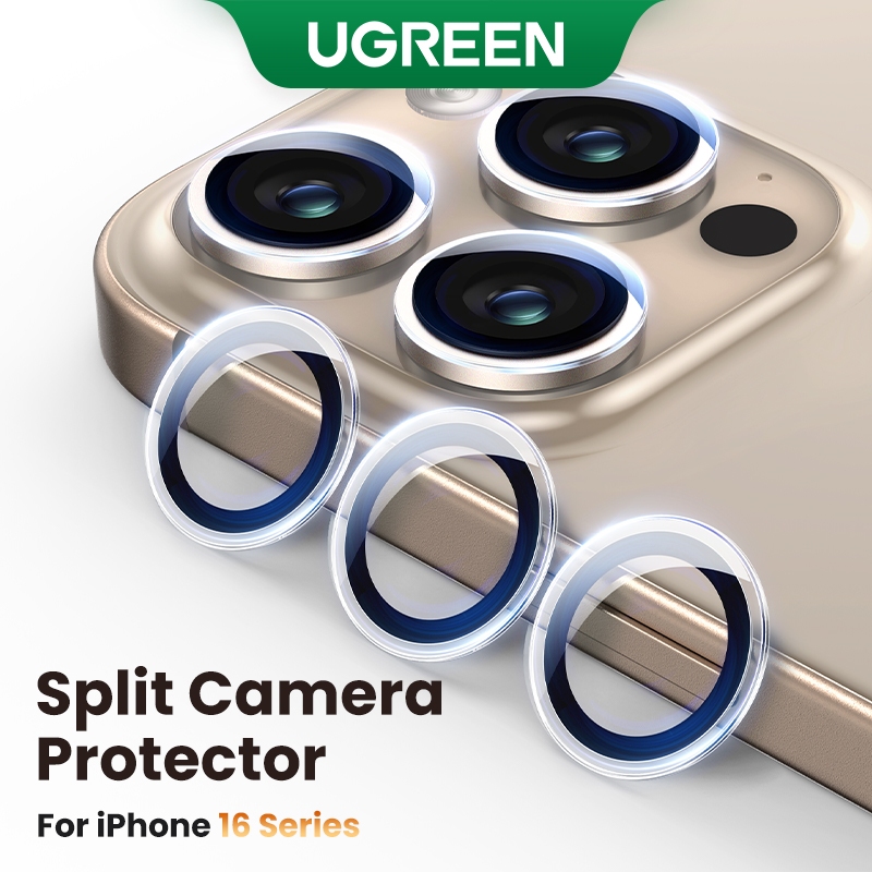 Ugreen ตัวป้องกันเลนส์กล้องสําหรับ iPhone 16 Pro Max กระจกเลนส์เต็มสําหรับฟิล์มป้องกัน iPhone 16 Plu