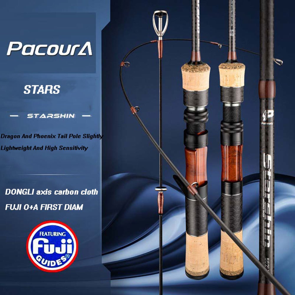 9PCS FUJI Guides แหวนยืดหยุ่น UL ตกปลา Rod 1.68 m/1.8 m ไม้ Handle Full Solid Carbon Spinning Rod