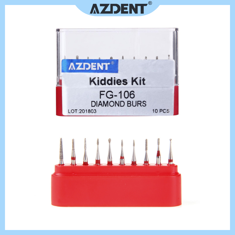 10ชิ้น | Azdent Dental Diamond FG Burs Kiddies Kit FG-106