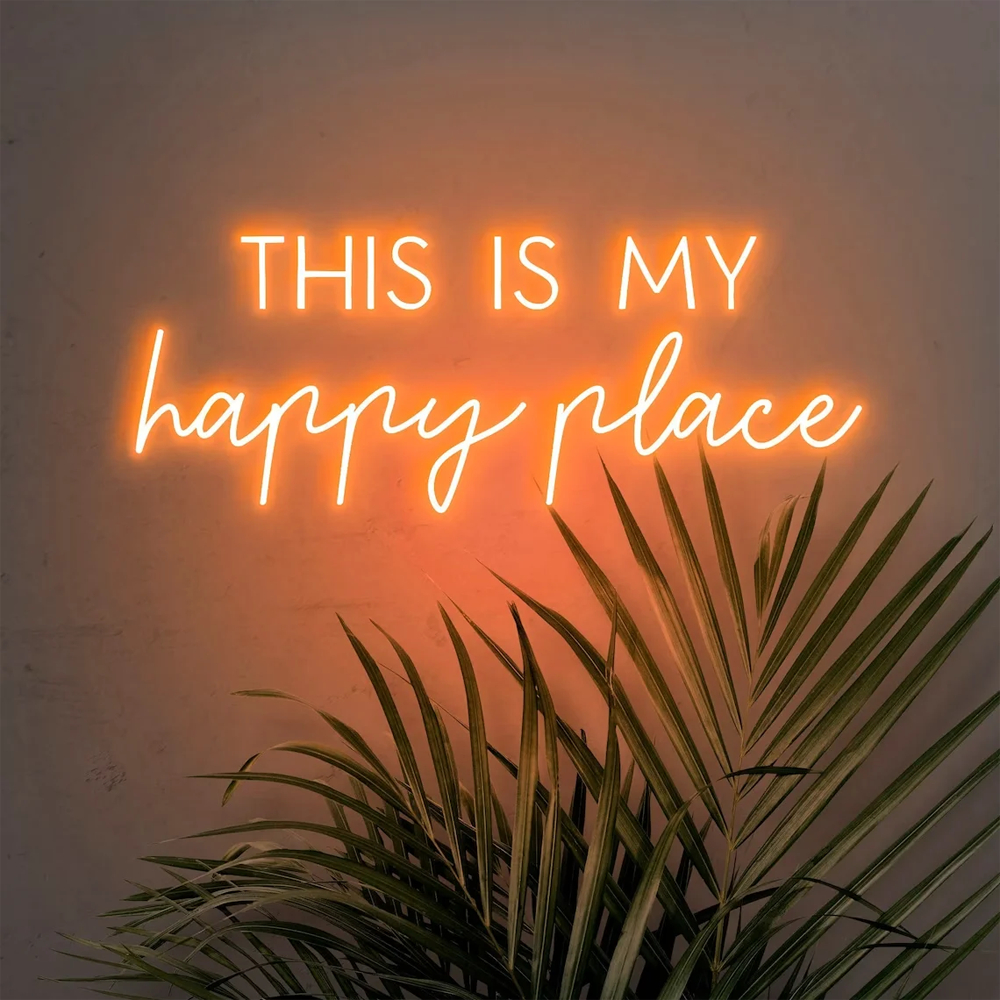 นี่คือ My Happy Place Neon Sign ที่กําหนดเองป้ายนีออน LED Light Sign สําหรับตกแต่งผนังตกแต่งห้องนอนพิธีขึ้นบ้านใหม่ของขวัญ