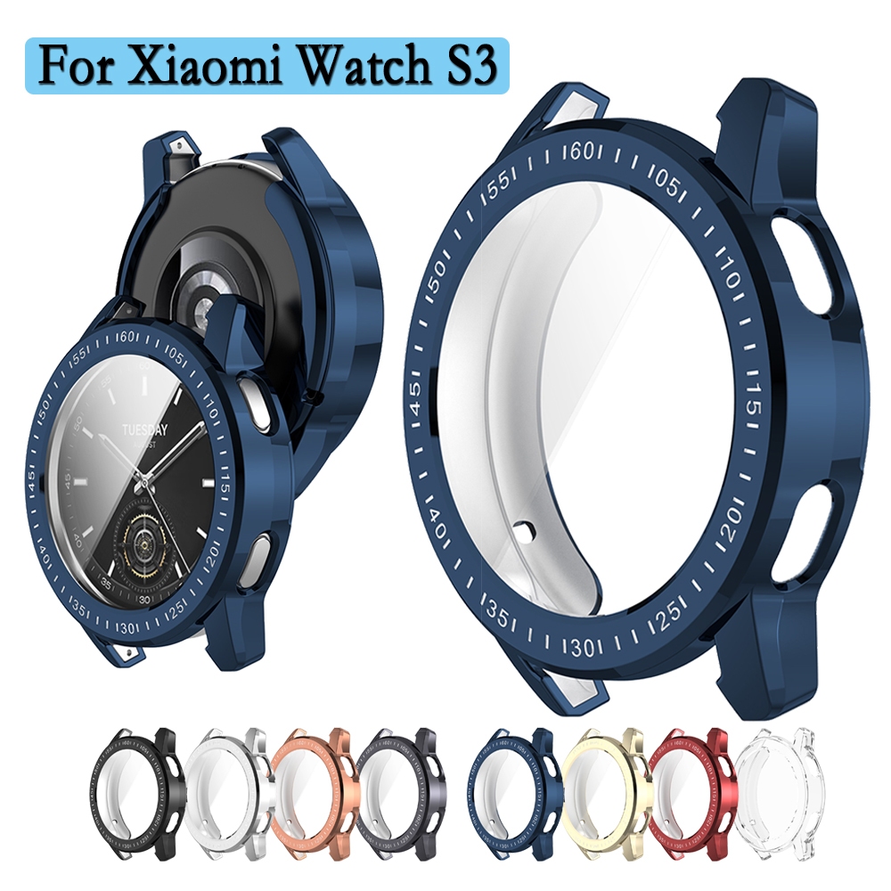 ฝาครอบ TPU แบบนุ่มสําหรับนาฬิกา Xiaomi S3 เกราะป้องกันพร้อมตัวป้องกันหน้าจอความคุ้มครองเต็มรูปแบบพร้อมการตกแต่งนาฬิกาขนาด