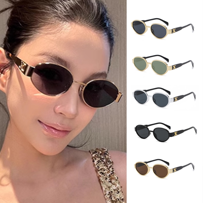 💌💌แว่นตาแฟชั่น แว่นตากันแดด UV400กรอบโลหะวงรี สไตล์เกาหลี Unisex ป้องกันรังสียูวี คุณภาพสูง 2024ใหม่-aidderse.th