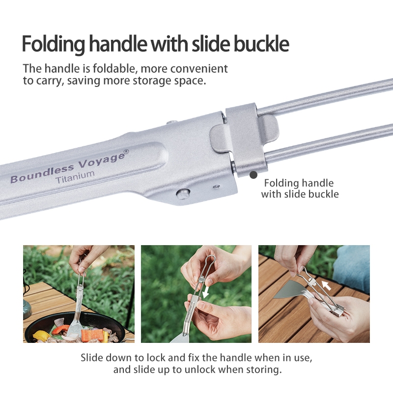 ไร้ขอบเขต การเดินทาง-ไทเทเนียมพับไม้พายทอดพลั่วตั้งแคมป์ขนาดเล็กครัวสเต็กเนื้อแบนทําอาหารไม้พายมินิแพนเค้กให้บริการ - รูปที่ 3