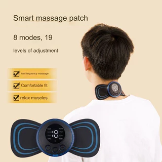 Ems เครื่องนวดคอ 8 โหมดจอแสดงผล จอแอลซีดี เครื่องกระตุ้นกล้ามเนื้อเจลบรรเทาอาการปวดปากมดลูกผ่อนคลายกลับนวดแพทช์คอ นวด ไหล่ผ่อนคลายไฟฟ้าฝังเข็ม เบาะ