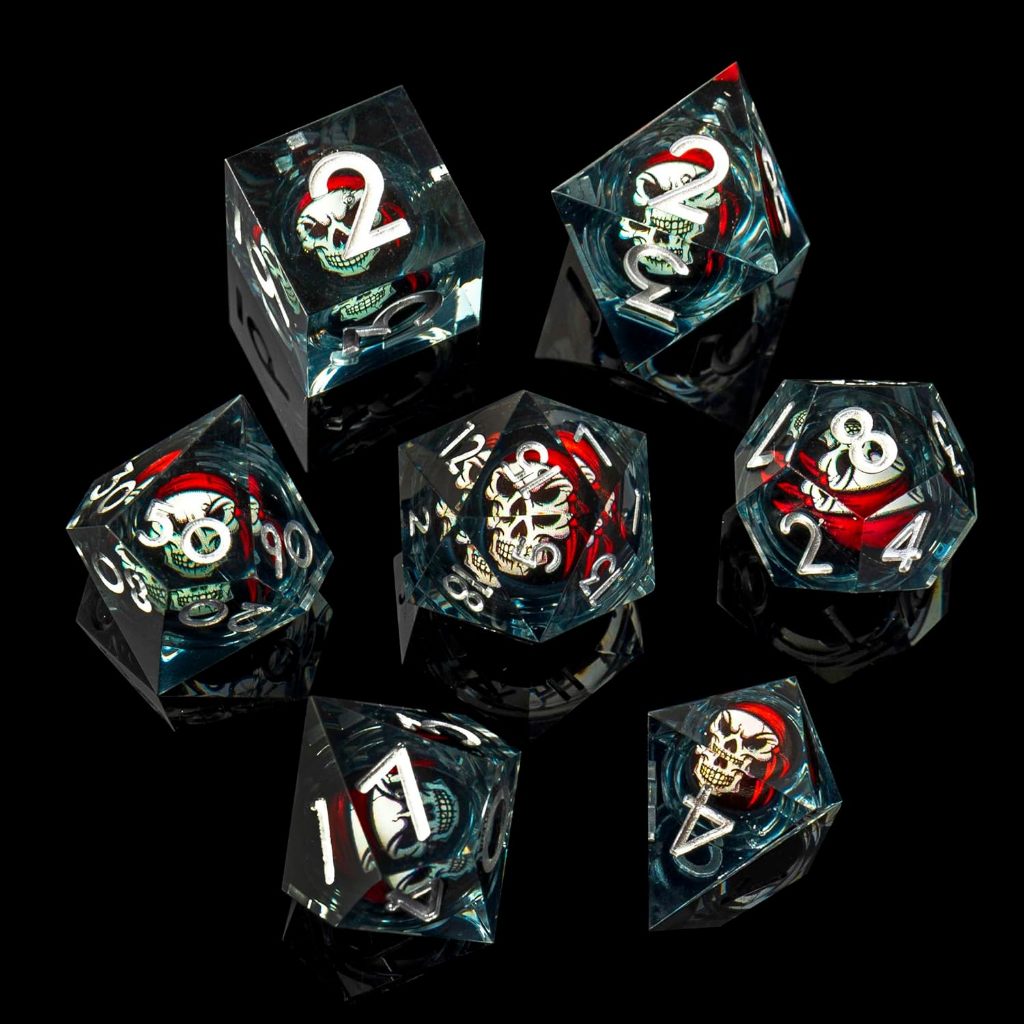 Movable Skull DND ชุดลูกเต๋า, Dungeons & Dragons Sharp Edge เรซิ่นลูกเต๋าชุด, 7 RPG Polyhedron D&D ล
