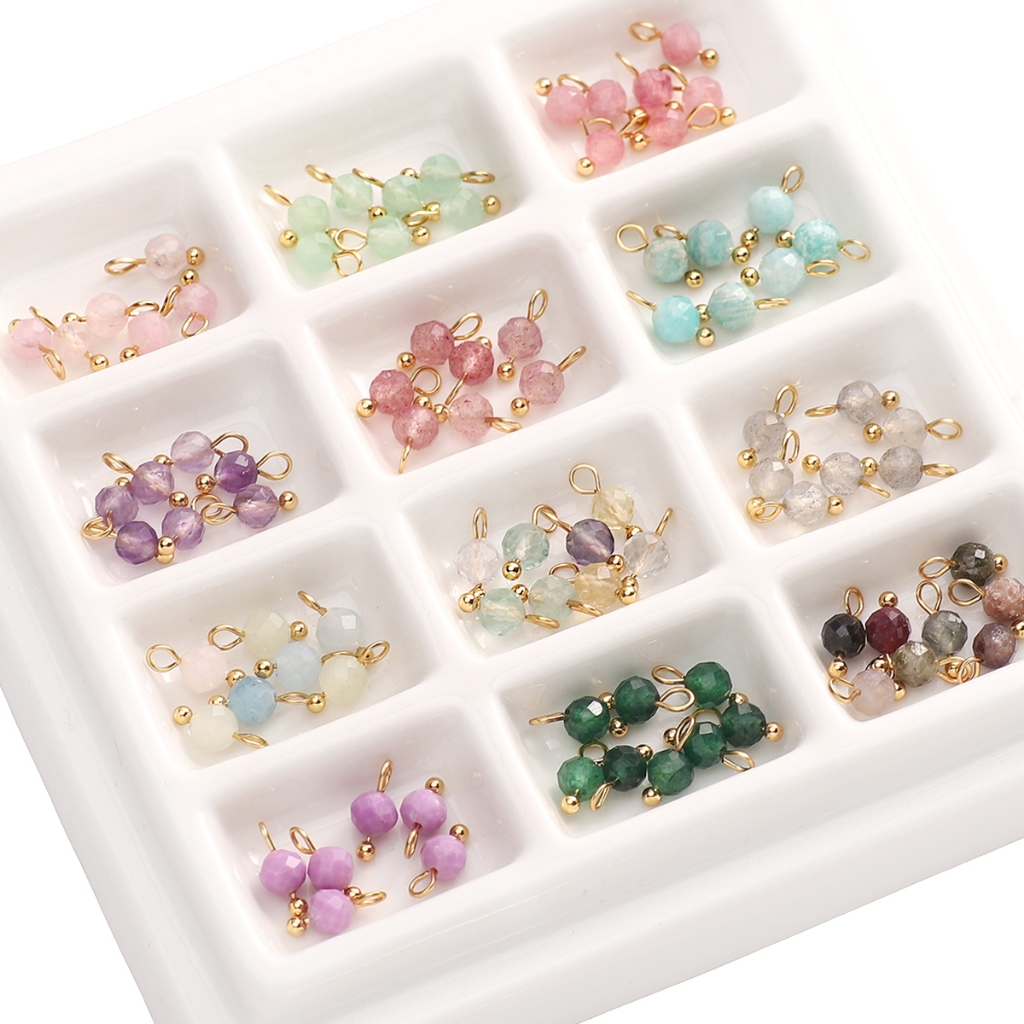 [4มิลลิเมตร] 5ชิ้นหินธรรมชาติจี้ขนาดเล็กเหลี่ยมเพชรพลอยรอบลูกปัดจี้หินธรรมชาติ ทําเอง อุปกรณ์ที่ทําด้วยมือ5ชิ้น