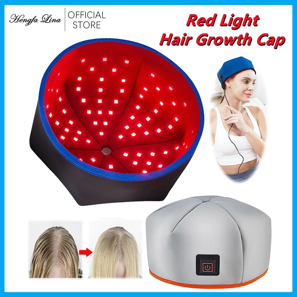 Hengfa Lina Red Light Hair Growth Cap Hair Growth หมวกกันน็อกชาร์จแสงสีแดง Therapy หมวกผม Regrowth Beanie สําหรับผมร่วง Treatments