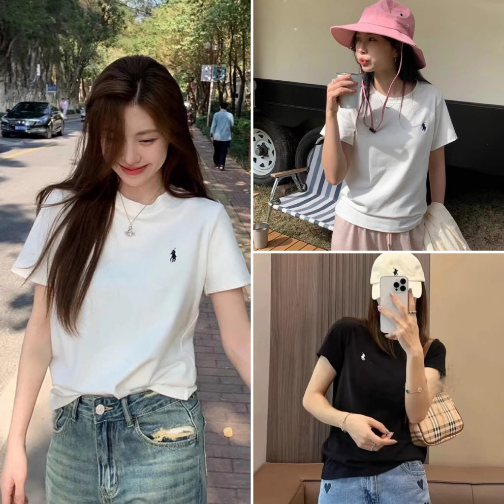 Hotgirl พร้อมส่ง✨เสื้อยืดผู้หญิง เสื้อทรงซ้อ พิมพ์สัตว์ แขนสั้นแฟชั้น คอกลม สไตล์เกาหลี（ขาว/ดํา）