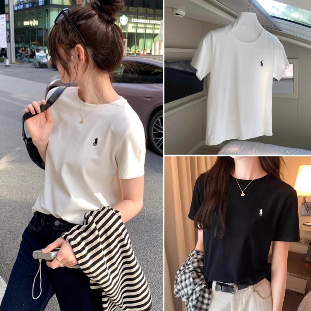 Betty house🌸พร้อมส่ง เสื้อยืดผู้หญิง เสื้อยืดคอกลม ดีไซน์งานปักพิมพ์สัตว์ แขนสั้นเรียบง่าย สไตล์ลำลอง